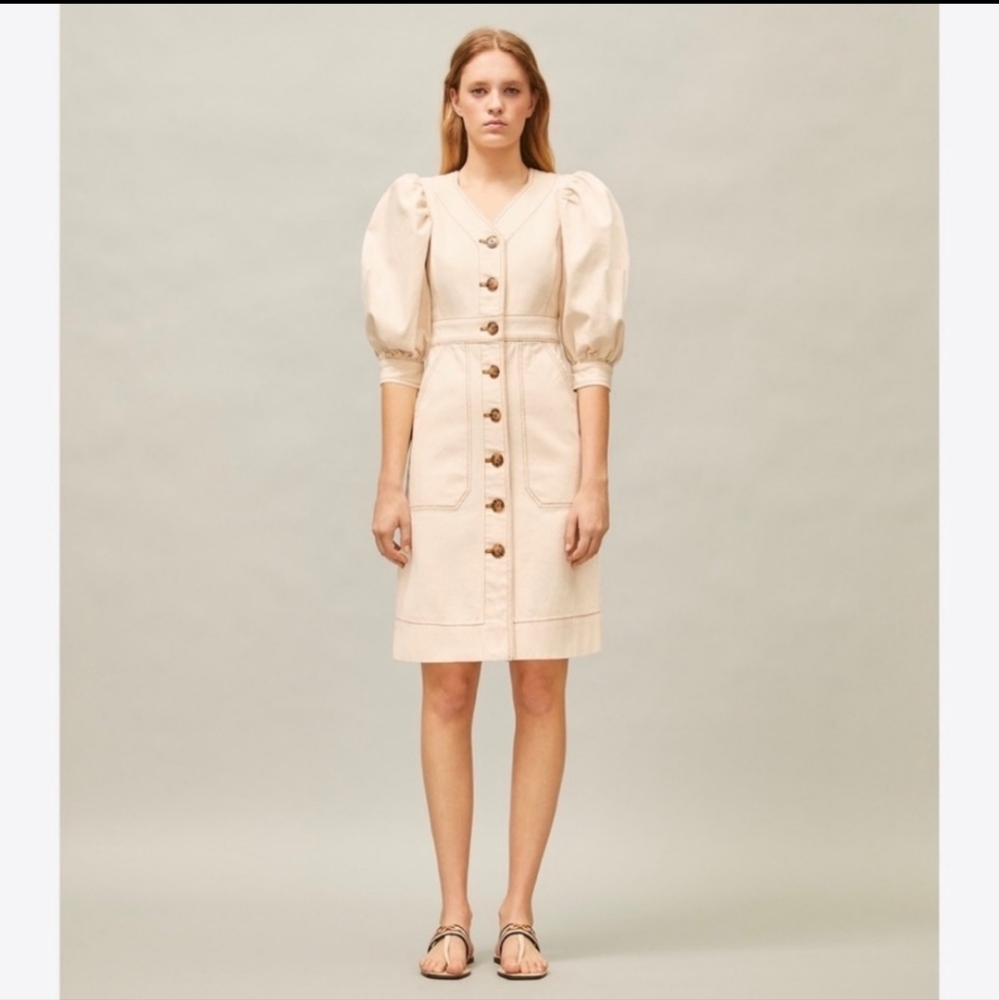 NWT TORY BURCH Cotton Puff Cream Dress